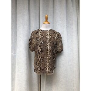 Flora Kung New York silk short sleeve blouse in a snake python skin pattern